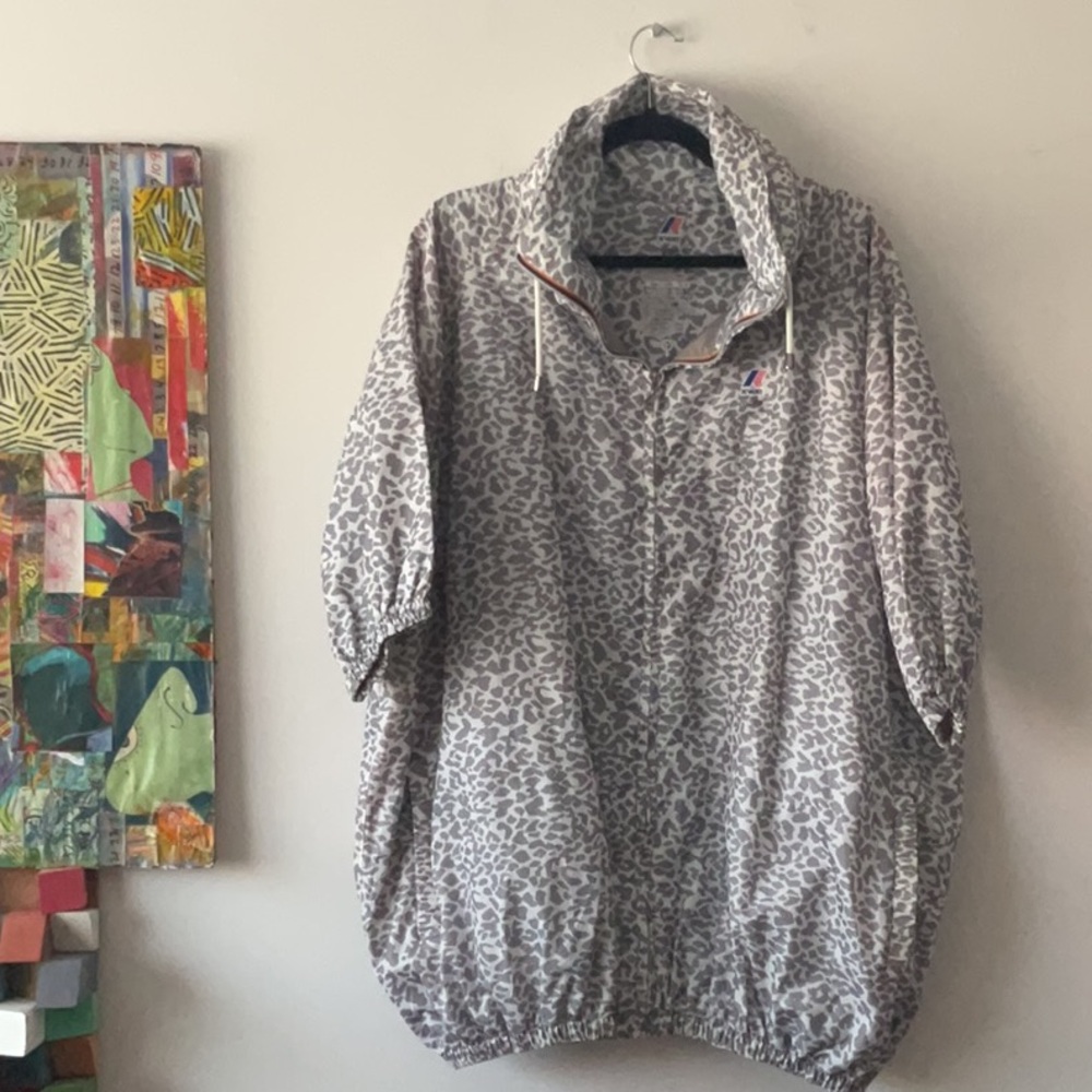 K-Way x Maje Limited Jacket Snow Leopard White Gray Windbreaker Small
